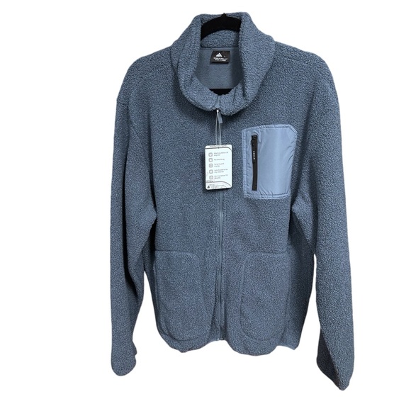 Speed Your Run full zipper front jacket sweatshirt solid blue zip pockets new - Picture 2 of 7